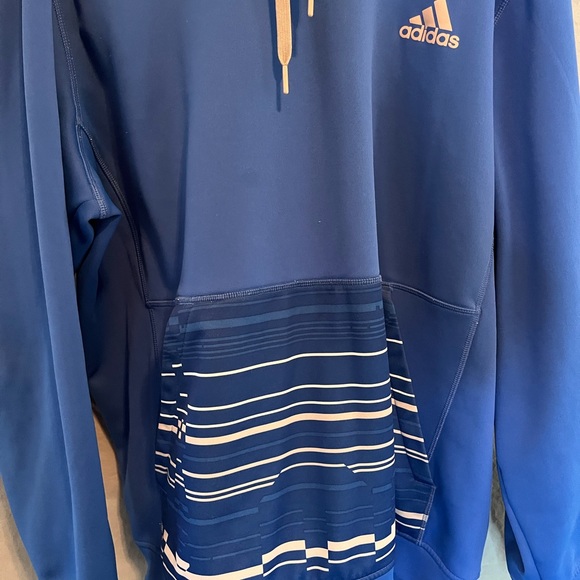 Mens 2x ADIDAS ROYAL BLUE HOODIE W FRONT POCKET 100% polyester - Picture 3 of 8